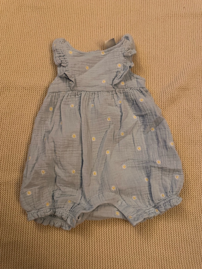 Little Me Light Blue Daisy Muslin Romper